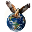 Calator Press logo – peregrine falcon above the world